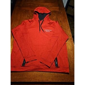 American Eagle Men's Flex Pullover Hoodie Red Black Zip Pockets Size XLarge(A819